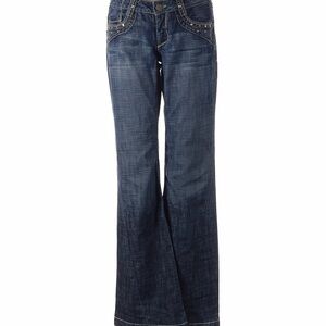 bebe Dark Blue Flare Jeans with Embellished Pockets